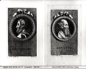 Anassagora (500-428 a.C.) ed Epitteto (1° secolo) inciso da S. Beyssent da Claude Reydellet